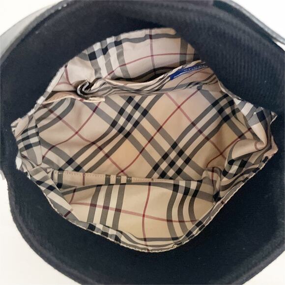 BURBERRY Blue Label Shoulder Satchel Bag Black Canvas Fabric - Picture 9 of 15